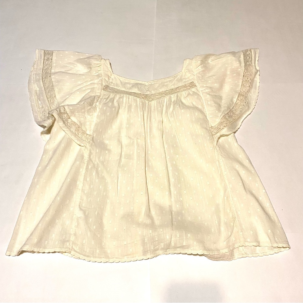 Cream Flutter Sleeve Vintage Blouse - Picture 7 of 8
